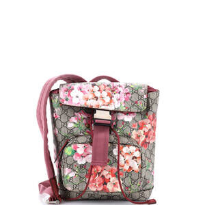 Gucci Small Buckle Backpack Blooms Print GG Coated Canvas